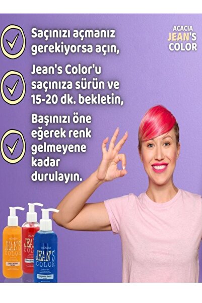 jeans color Amonyaksız Mavi + Deli Mavisi + Mavi Rüya Renkli Saç Boyası Seti 250 ML