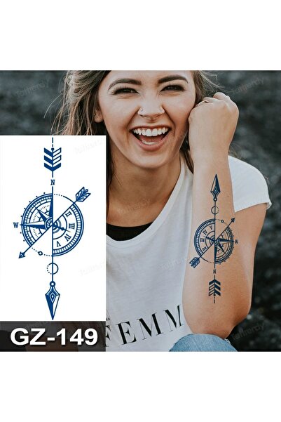 Tattoo 1 Ay Kalıcı Gerçekçi Geçici PUSULA12 Saat Sonra Kararan Geçici Dövme T...