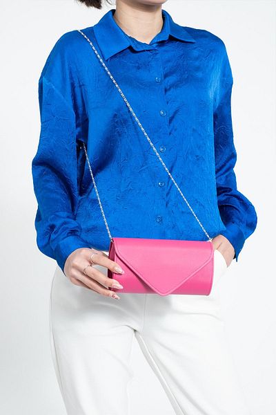 bibags Geanta de seara din satin fuchsia Geanta portofoliu Geanta clutch