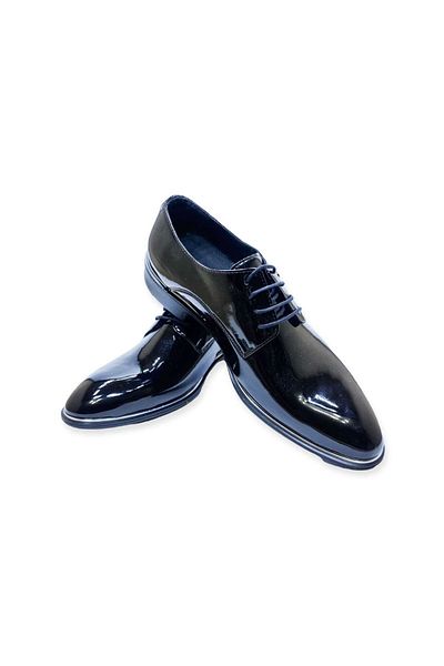 ceoscollection Black Groom Suit Patent Leather Classic Men's Shoes