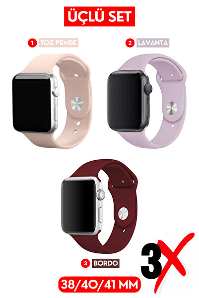 EWEC Üçlü Set | Apple Watch 1 2 3 4 5 6 7 8 9 Se 38-40-41 mm Uyumlu Premium Y...