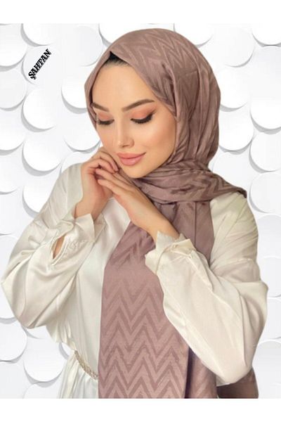 ŞahTan Zigzag Pattern Mink Cotton Jacquard Shawl
