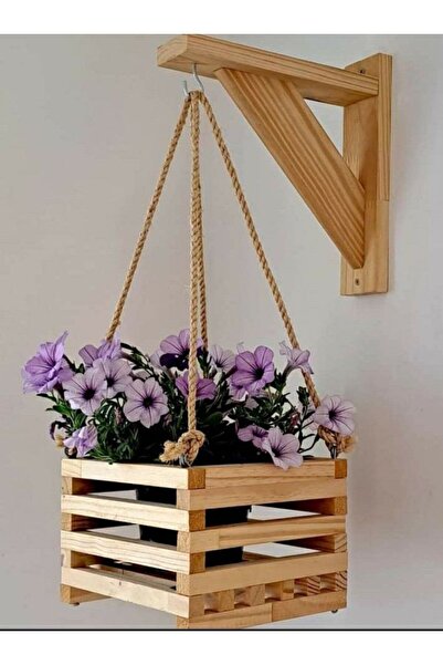 Genel Markalar Ahşap Duvara Monte Çiçeklik Saksı