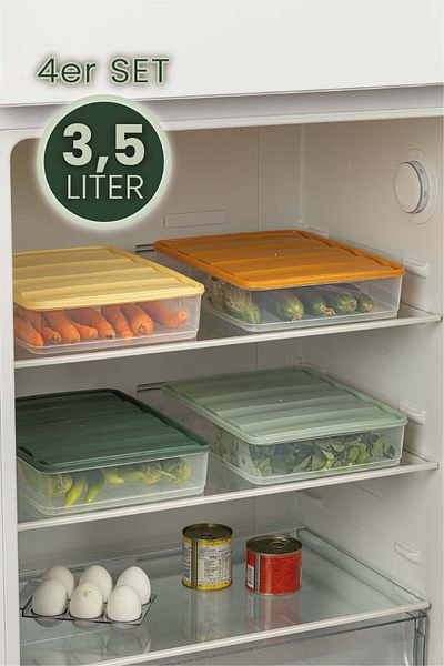 Viwares 4 Teilig Bella Kühlschrank organizér 3,5 l Bunt Vorratsbehälter