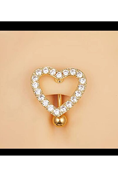 Piercing Work Shop Cerrahi çelik boş kalp zirkon taşlı göbek piercingi