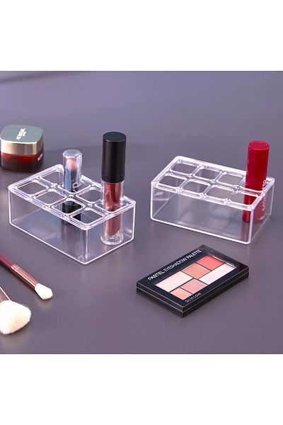ASlife Home 2-Piece Acrylic Mini Lipstick Holder and Makeup Organizer Set