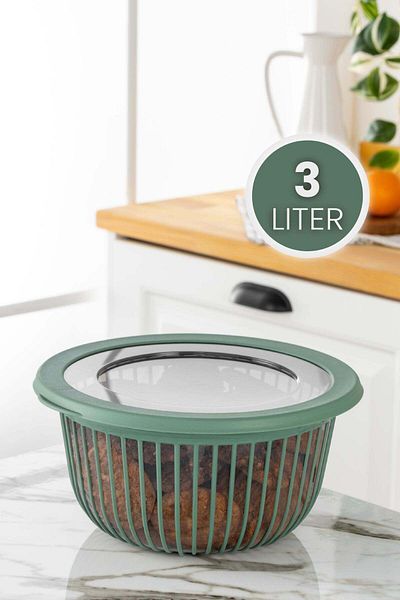 Viwares Polyline Schüssel mit Deckel Grün 3 Liter