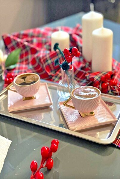 Vipkitchen 2'li Lüx Gümüş Dikdörtgen Servis Sunum Tepsisi