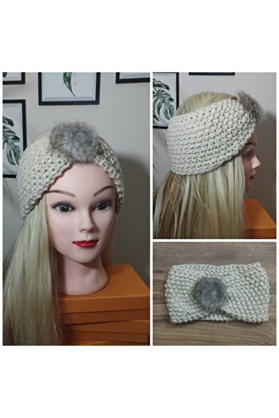 Nympha Лента за коса с помпони, плетена пухкава бандана