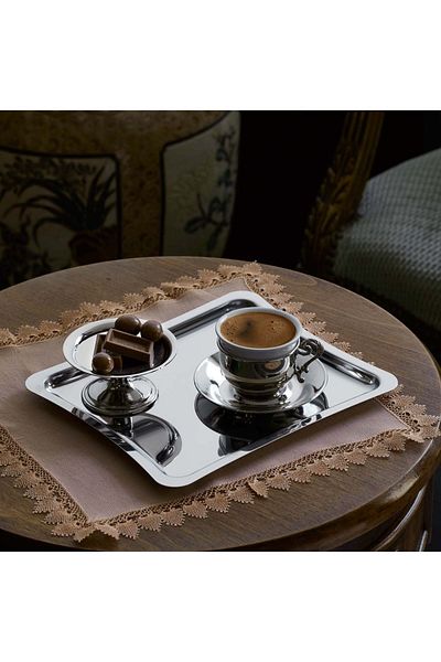 Vipkitchen 6 Pieces Shiny Tea Coffee Presentation Tray