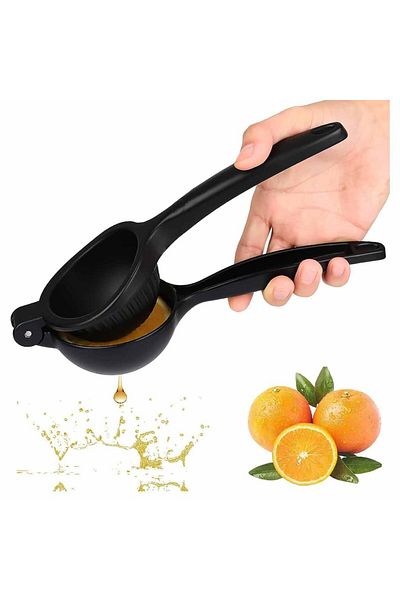 ASTERA 24cm Large Size Cast Iron Lemon Squeezer - Black and Pomegranate