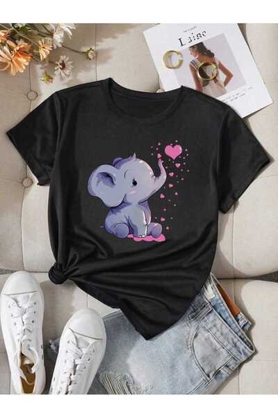 Mella&Co Tricou oversize pentru damă - Decolteu Crew, Imprimat