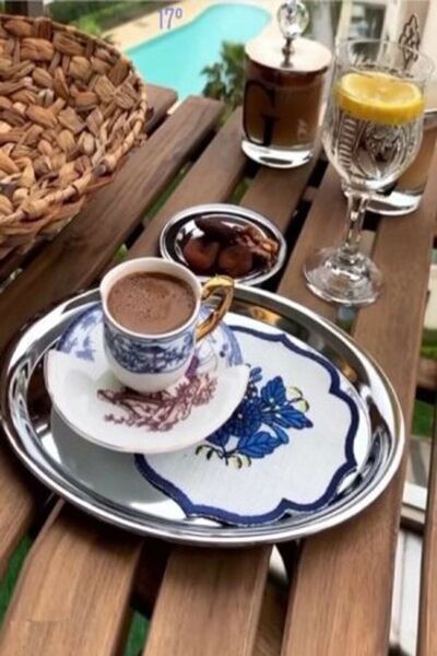 Vipkitchen Çelik Servis Sunum Tepsisi Çay Kahve Tepsisi 24cm