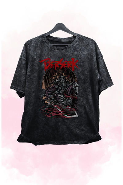 Fuddy Moda Unisex Özel Tasarım Guts Berserk Retro Tişört, Oversize Anime Bask...