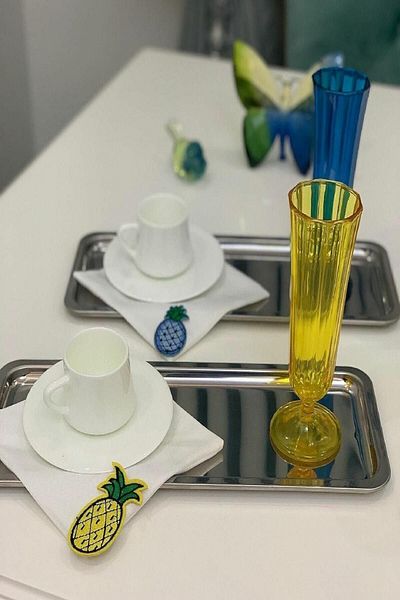 Vipkitchen Set of 2 Luxury Steel Rectangular Serving Presentation Tray 33x13 Cm