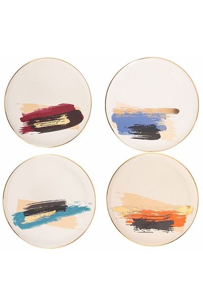 Porland Dash Flat Cake Plate 21cm Mixed for 4 People