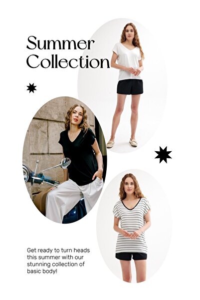 EFFE 3 bucăți tricouri de bază din bumbac cu decolteu în V - design față și s...