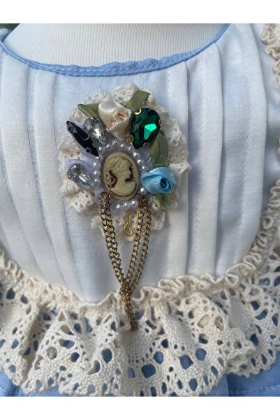 SAYUKER SHOP Dantel Detaylı Mavi Vintage Kız Çocuk Konsept Elbise