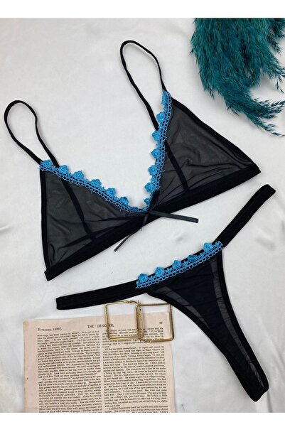 Pia Moore Διαφανές φανταχτερό γυναικείο μαύρο τούλι νυχτερινό ντύσιμο