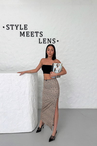 Babushka Φούστα με σχίσιμο σχέδιο Zebra