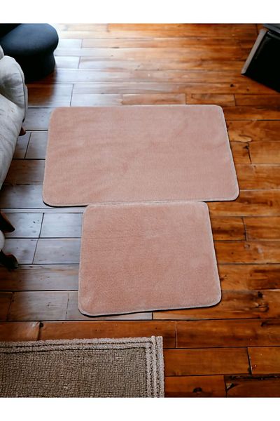 Altun 2Pcs Pink 50X80+40X50 Post Plush Non-Slip Base Bathroom Mat