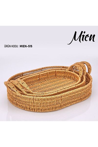 MİEN Rattan 515 Oval Tray Set of 3