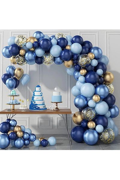 MODAT Macaron Blue* Midnight Blue* Gold Chrome* Transparent 100 Balloon Set