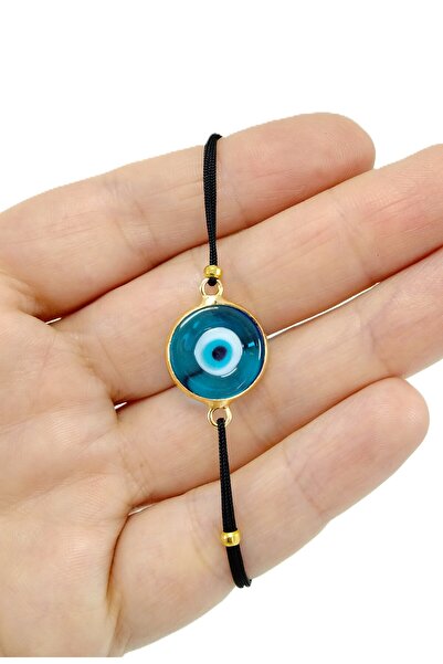 Ennea Art Turkuaz Cam Nazar Boncuğu Asansör Bileklik El Yapımı Hediyelik Akse...