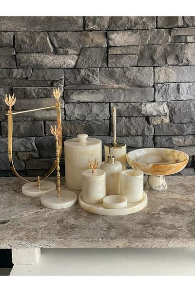 ege gross Honey Marble Gold Olive Branch Accessory 10 Piece Bathroom Set