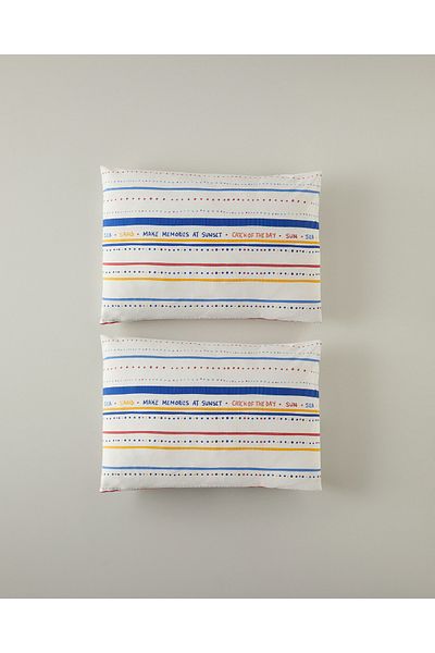 English Home Red Coastal Stripe Set of 2 Pillowcases