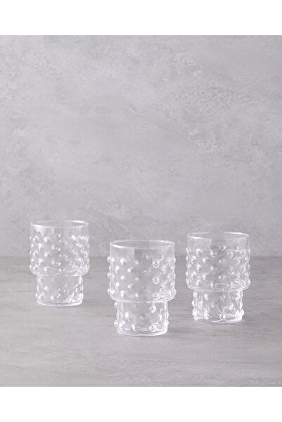 English Home Bubbles Cam 3'lü Bardak 300 ml Şeffaf