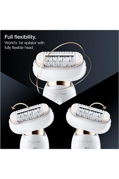 Braun Silk-épil 9 SensoSmart, Flexible Head, MicroGrip tweezer, Wet & Dry, anti-slip grip - SES 9300