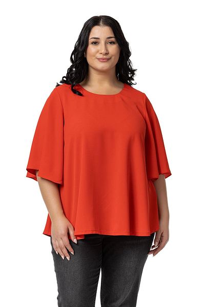 DISENTIS MODEST Red Wide Short Sleeve Plus Size Blouse