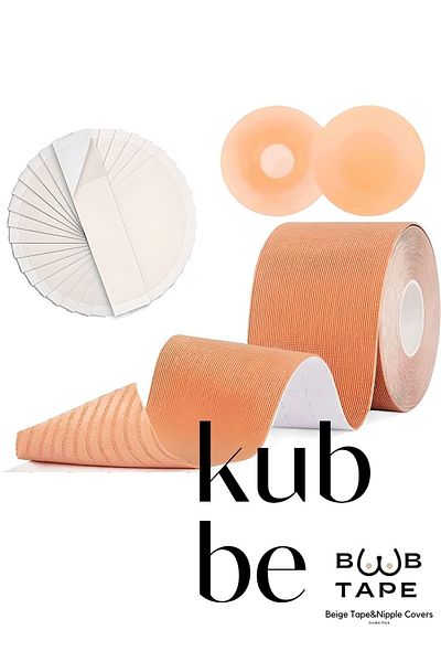 kubbe Breast Stabilizer Shaper 3 Piece Tape Set -Decollete Tape, Boobtape, Silicone Nipple Hider-