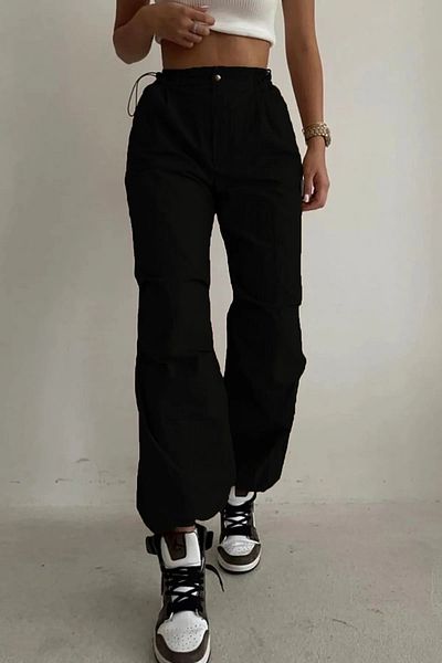 İkmal Adjustable Waist and Leg Black Parachute Fabric