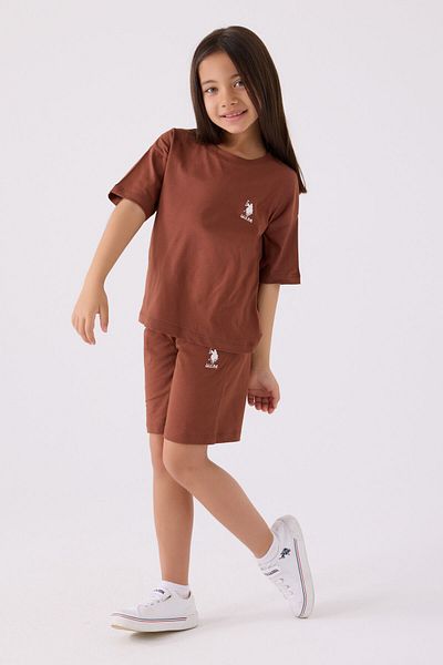 U.S. Polo Assn. Girl's Brown Bermuda Suit