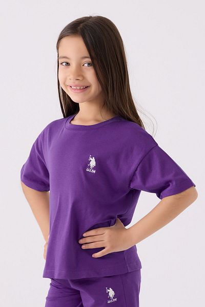 U.S. Polo Assn. Girl's Purple Bermuda Set
