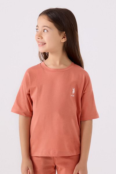 U.S. Polo Assn. Girl's Bermuda Set - Peach