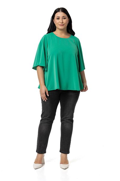 DISENTIS MODEST Plus Size Green Benetton Blouse - Large Short Sleeve
