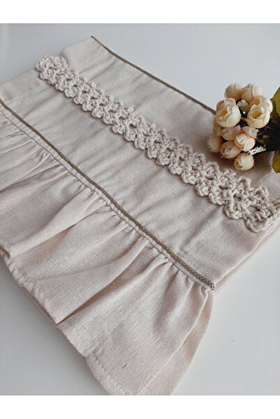 ZÜMAL El Örgüsü Makrome Keten Kumaş Runner 35x110 (Renk KREM )