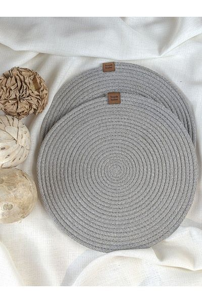 Tropikhome 2-Piece Gray Wicker Plate - Stylish Dowry Set and Knitted Presentation Plate