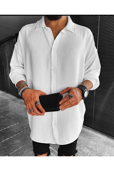 NO1 KONSEPT Loose Fit Long Sleeve White Shirt