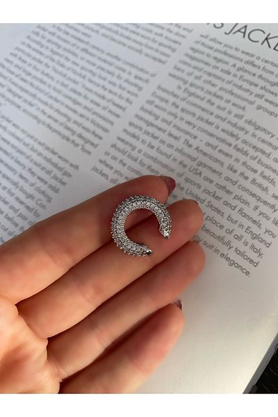 Pinery Jewels Silver Color Cartilage Earring with Full Zircon Stone