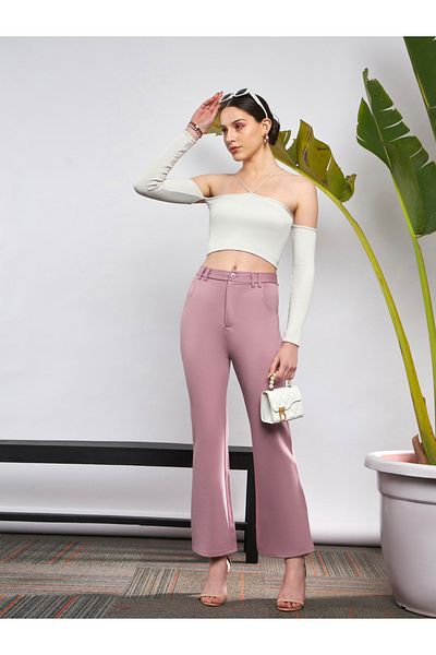 Sassafras By Styli Solid Knit Bell Bottom Pants