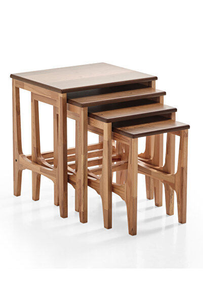 LERA HOMES Zigon sehpa, ahşap sehpa, modern sehpa, dörtlü sehpa