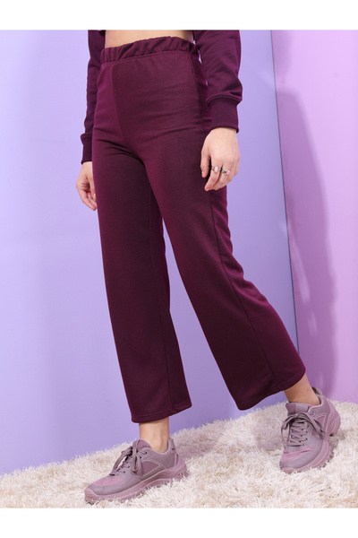 Tokyo Talkies By Styli Solid Fit & Flared Pants with Elastic Waistband