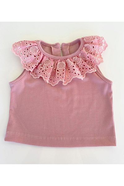 By Piera Παιδική Crop Μπλούζα - Scallop Collar