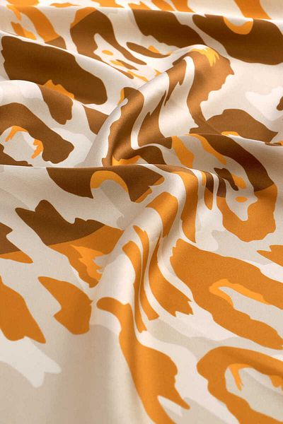 Bursa İpek Silk Twill Scarf - Mustard Sare Pattern