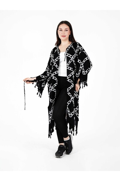 UnyTex Yazlık Trend Zincir Kaftan Kimono El Baskısı Model 2