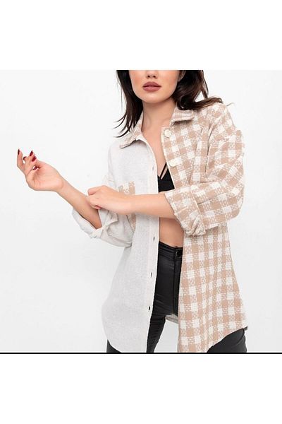 ESB Design Jachetă de damă, țesută jacquard, bej, cu o singură parte, A36-075
